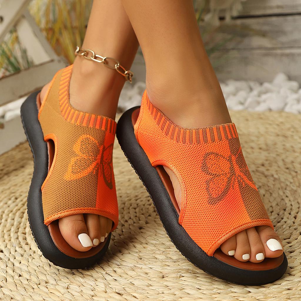 Fashion Women Flat Sandals Mesh Fish Mouth Casual Low Heels Sandals New Summer Platform Shoes Women Sports Wedges Beach Comfort Sandals