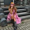 Sommer Ins Inselresort Stil Lässiges Slipkleid Rosa Lockeres Kleid Europäische und Amerikanische Damenbekleidung