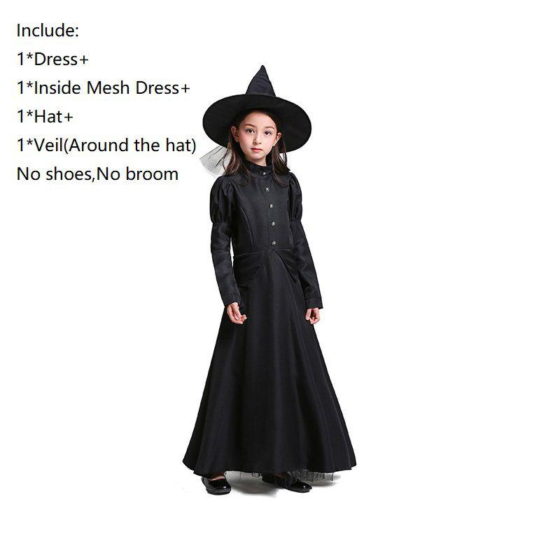

Костюм колдуньи для мамы и дочки на Хэллоуин, платье ведьмы с длинным рукавом из сетки для косплея Children-XL