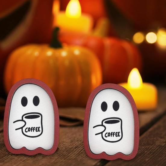 Halloween Coffee Ghost Decoration Wooden Ghost Sign Halloween Tabletop Centerpiece for Home Coffee Bar Tiered Tray Fireplace Shelf Table Decor