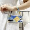 For Samsung Galaxy Z Fold6 5G Case Retro Rhombus PU+PC Phone Cover with Love Pendant and Strap