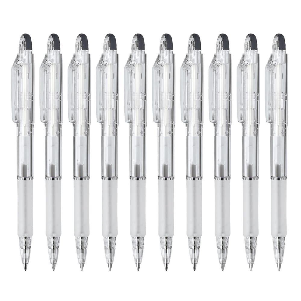 Zebra Jim Knock Ballpoint Pens with Water 10 Pens Oil-Based Biotube, 0.7mm, Clear, (B-BI-KRB-WC)