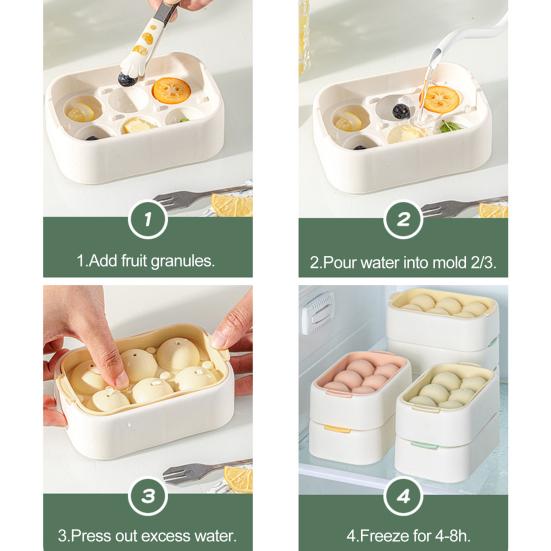 Silicone Sphere Ice Cube Tray with Lid Large Round Ball Mold for Whiskey Cocktails Easy-Release Stackable BPA-Free Ice Cube Maker for Home Bar Party