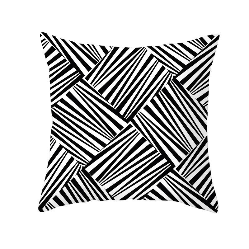 Red, Blue and Black Geometric Cushion Cover, Peach Skin Print Pillow Cover, Square Sofa Cushion, Home Textiles and Household Products