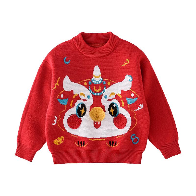 

Детские новогодние свитера 2025 года - зимняя одежда из хлопка Hall Type A для мальчиков и девочек 90 cm/52 cm