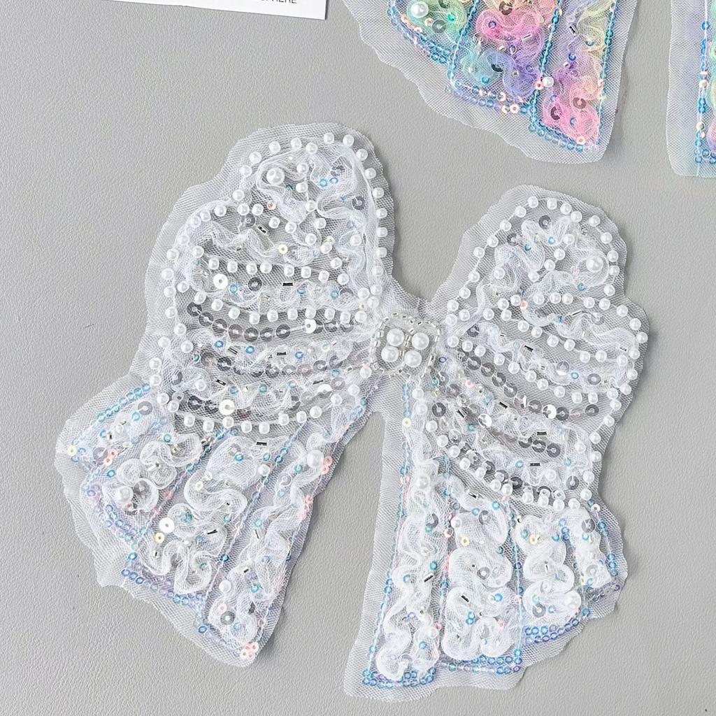 Three-Dimensional Dream Pearl Mesh Sequined Bow Lace Cloth Sticker Bag Clothing Accessories Decorative Accessories