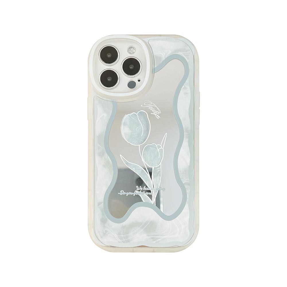 Frosty Style Flower Iphone16pro Max Mobile Phone Case 15 Apple 11 Makeup Mirror XR Suitable for 14pro