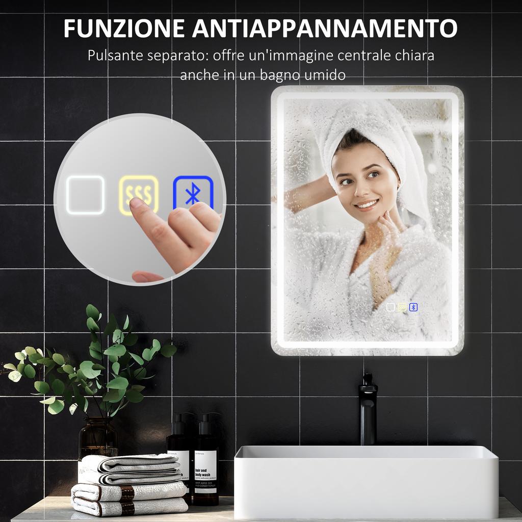 70 x 50 cm Bluetooth Badezimmerspiegel - Silberfarben