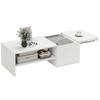 Rectangular Coffee Table Sliding Top Side Table Hidden Storage Open Shelf 110 X 52 X 36 Cm White