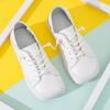 Fashion Genuine Leather White Women's Shoes Ugly Cute Square Head with Soft Bottom Ladies Design Square Toe Flat Casual Shoes2024