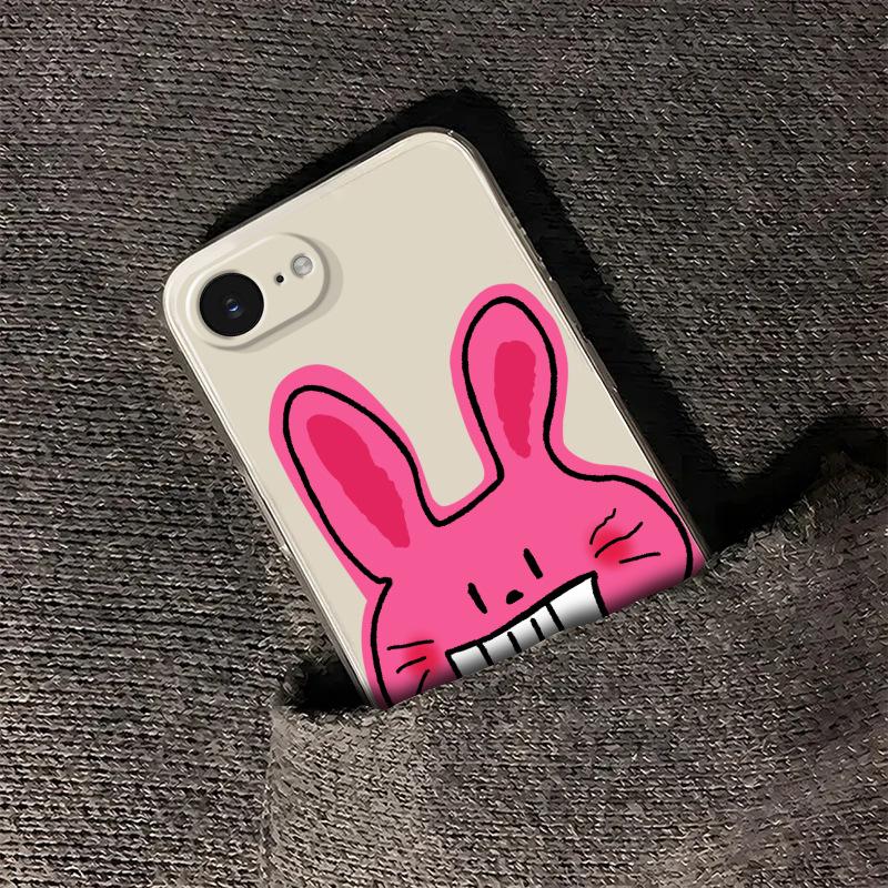 Pink Rabbit Borderless for Apple 15 Mobile Phone Case 16e New Series for IPhone 13 Popular Protective Case