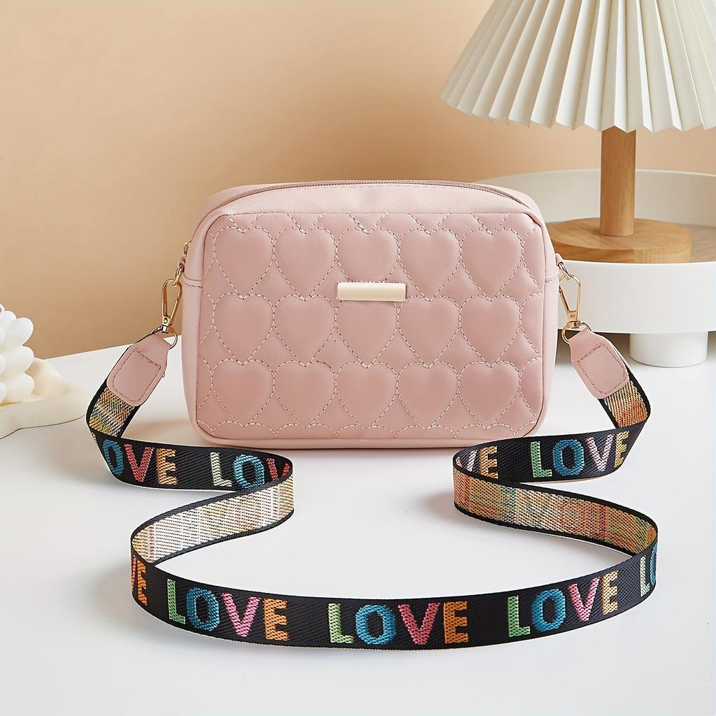 Classic Heart Pattern Bag Shoulder Bag | Women's Crossbody Bag, Large Capacity Square Bag