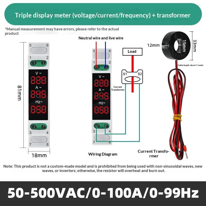 Digital Three Phase Voltage Meter LED Display Modular Design Anti-interference for Communication Base Station Power Supply Monitoring