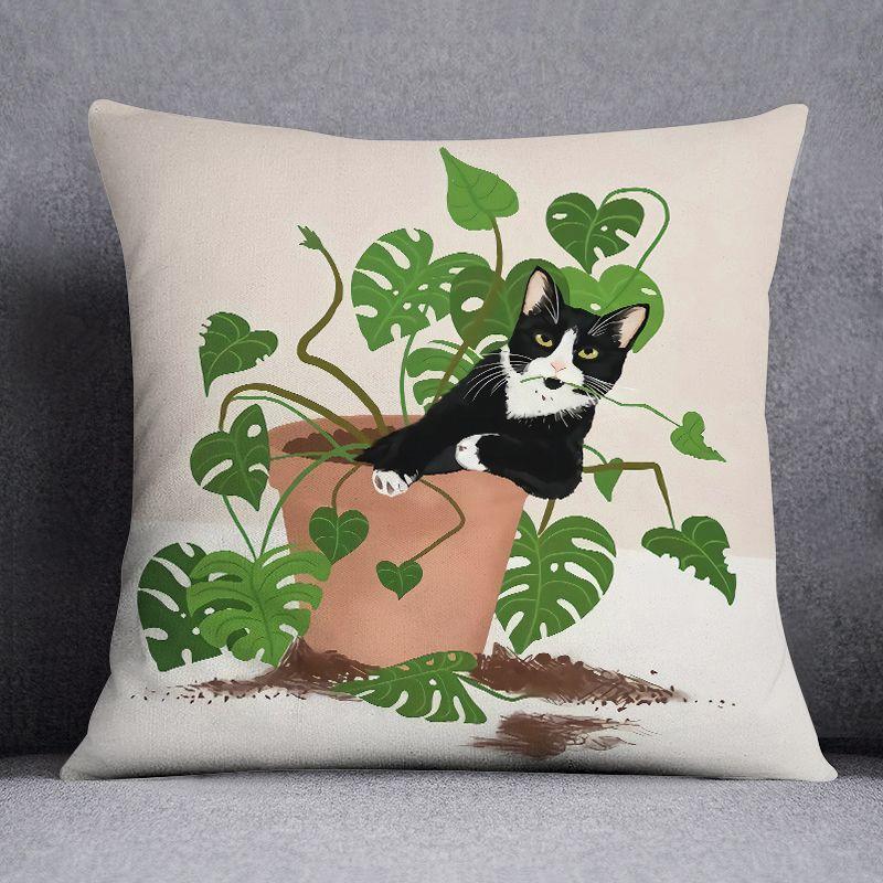 Kawaii Lazy Cat Throw Pillow Cover, Cute Cushion Case for Home Decor