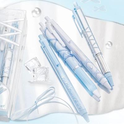 4pcs/box Sweet Ballet Series Gel Pen for Girl Chic Korean Pink Blue Color Bow Ribbon Stationery Gel Pen Cute Pen for Writing