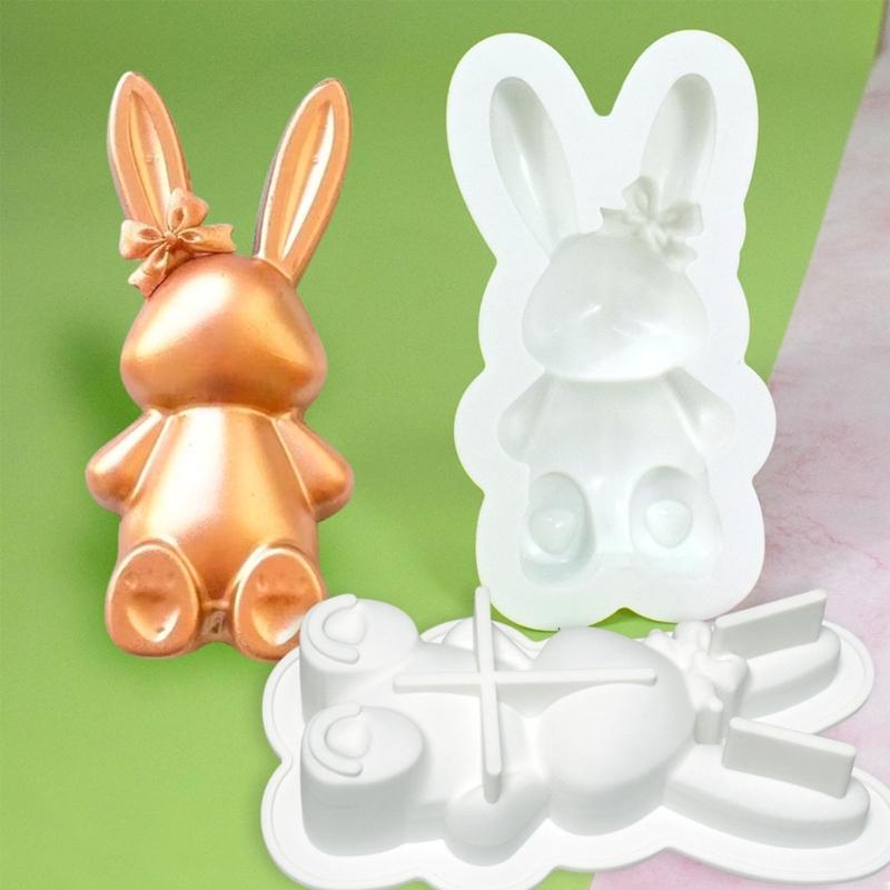Rabbit Chocolate Fondant Candle Silicone Molds Epoxy Resin DIY Ornaments Making Soap Melt Resin Clay Home Decorations