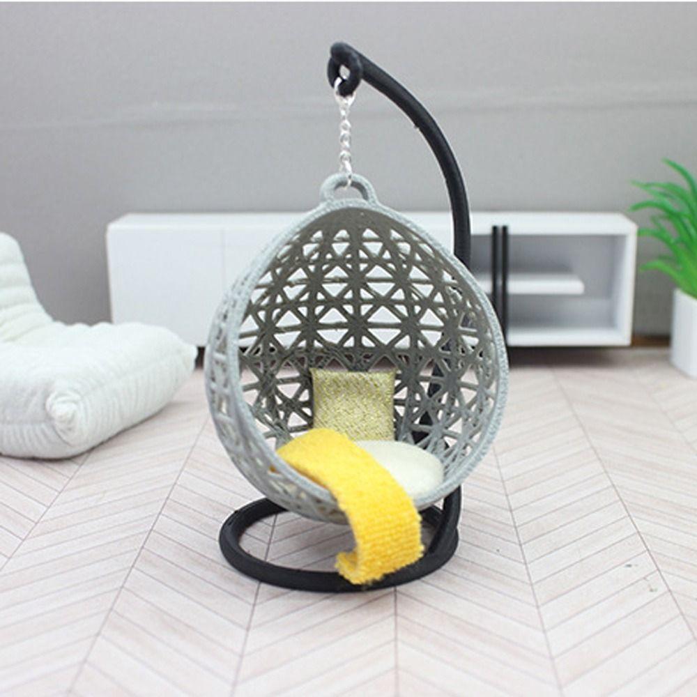 White Miniature Hanging Chair Scene Model Doll House Furniture Model  Doll House Accessories