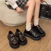 Round Head Thick Sole Thick Heel Heightening Small Leather Shoes Women's Spring and Autumn New Mary Jane Loafer Single Shoes