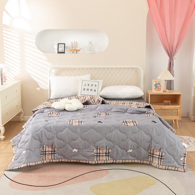 2025 Summer Thin Blanket Printing Bed Quilt Summer Cool Quilt Double Blankets Comforters Skin-friendly Cotton Thin Quilt Soft Bedding Home Textile