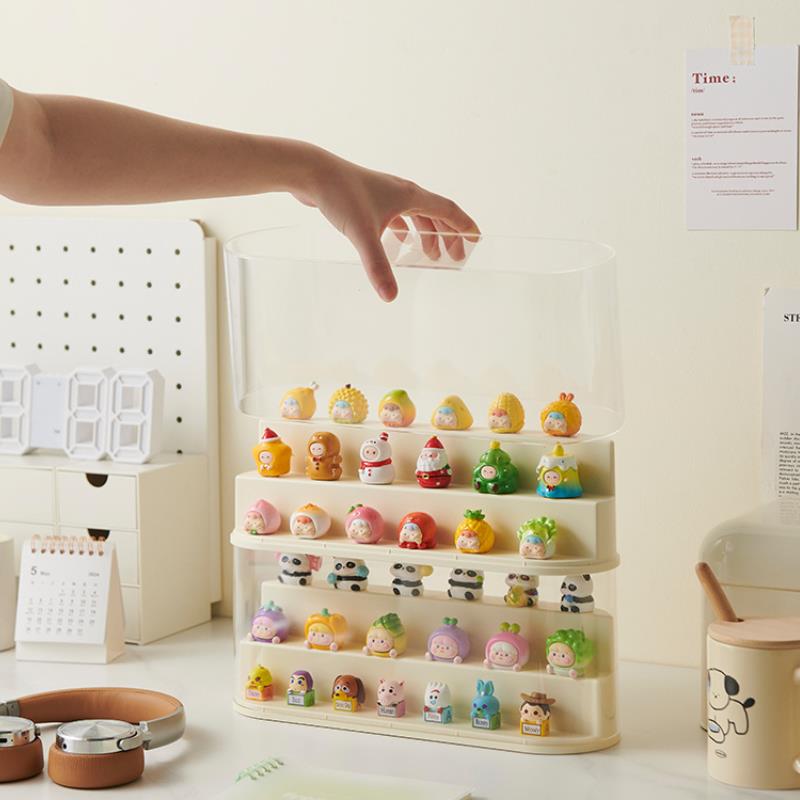 

Прозрачный настольный Bubble Mart, симпатичная гранула, глухая коробка для хранения, пыленепроницаемая, штабелируемая, сделанная вручную, стойка для хранения кукол