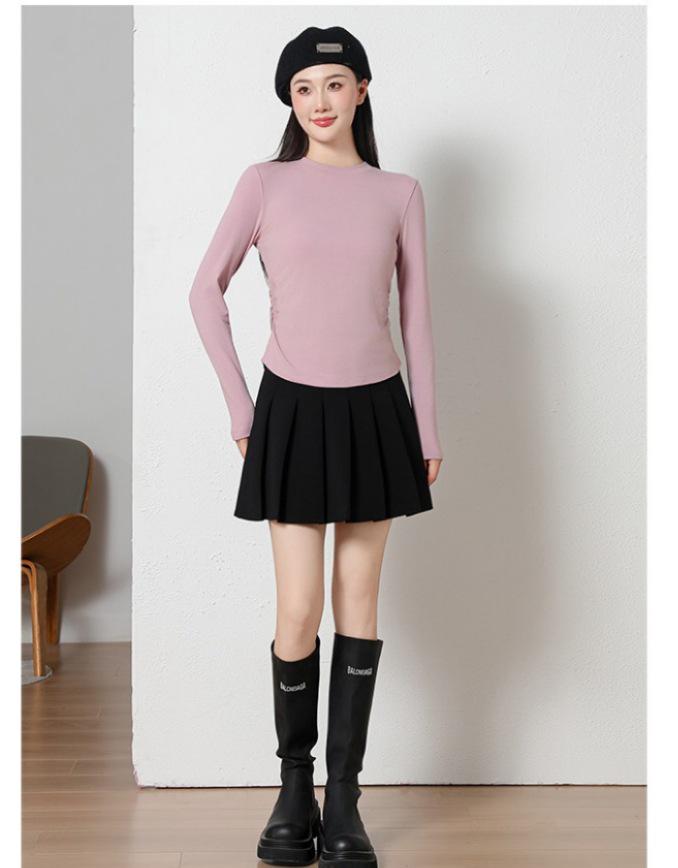 

Spring/Summer Women s Slim Fit Mulberry Silk Crew Neck Long Sleeve Base Layer T-Shirt - White XL (55-65 kg)