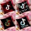 Fashion T-TIK TOK Logo Anime Cushion Cover Pattern Printed Pillowcase for Living Room Sofa Cushion Cover & Bedroom Decor
