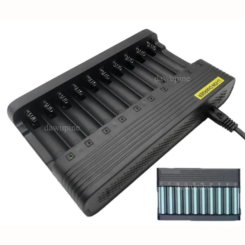 4.2V 6A 10 Slots 18650 Lithium Battery Charger for 14500 16340 16350 18500 26650 10400 18350 Rechargeable Batteries EU US PLug