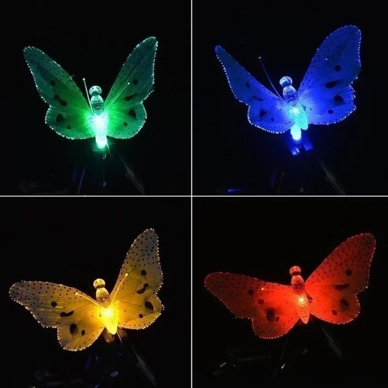 12 LED Solar Fiber Optic Butterfly Light String Garden Decoration Outdoor Light String