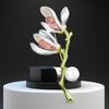 Cute Pearl Rhinestone Inlaid Magnolia Flower Pins Brooch Trendy Metal Enamel Lapel Pin Suit Clothing Accessory Ornament Gift