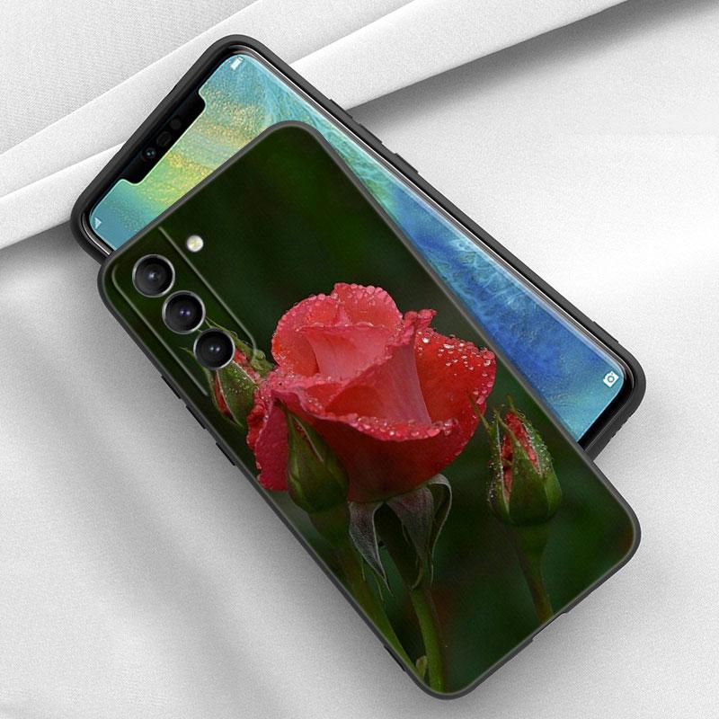 Husă de telefon cu flori de trandafir roșu strălucitor pentru iPhone Samsung Galaxy Redmi Xiaomi Oppo OnePlus Note SA 7 8 9 10 11 12 13 14 20 21 22 23 53 54 Pro Max Ultra