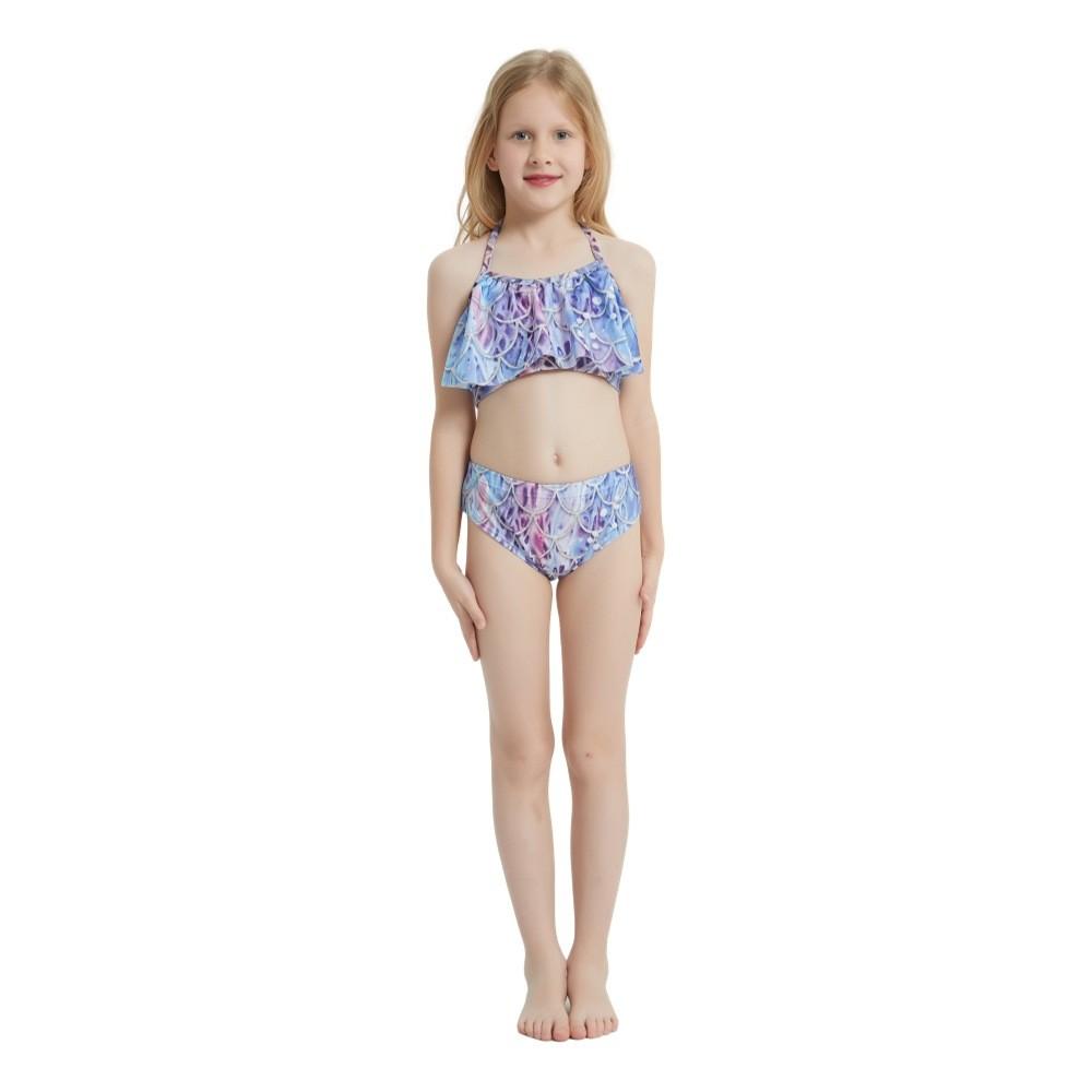 Costume da Bagno Sirena per Bambina 3 Pezzi Squame Coda di Sirena Set Bikini Bambini Spiaggia Piscina Cosplay Outfit da Bagno