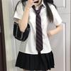 Women's Pink Japanese College Style Short Sleeve Shirt