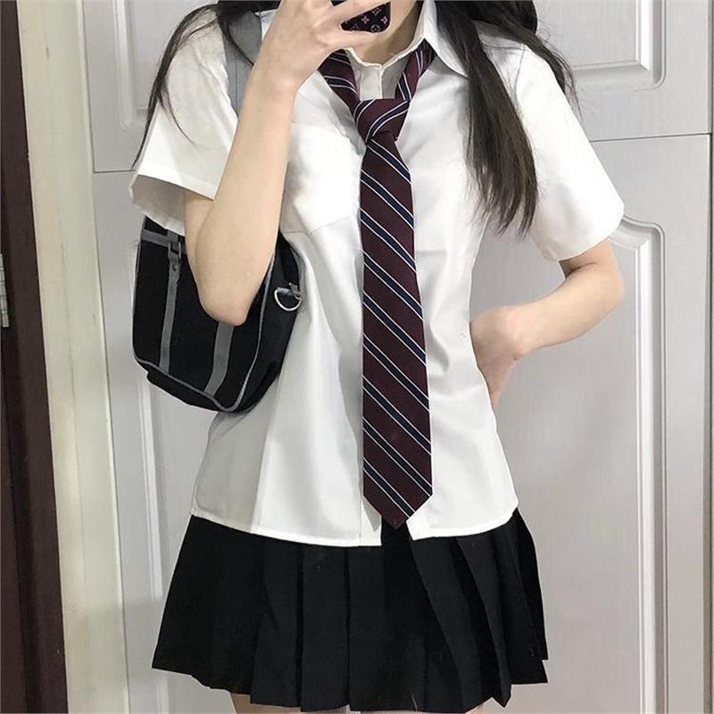 Women's Pink Japanese College Style Short Sleeve Shirt