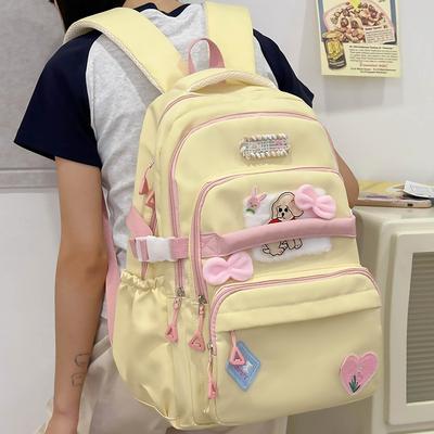 Cute Schoolbag Backpack Girls Five-piece Backpack Female Sweet Girls Make-up Class Campus Backpack
