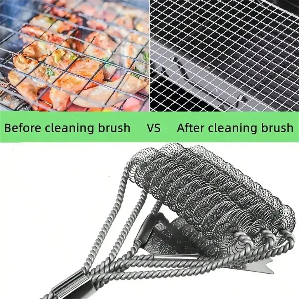 1pc-Safe Grill Brush and Scraper Barbecue Grill BBQ Brush Clean Tool Rust Resistant Stainless Steel Bristles Barbecue Cleaner