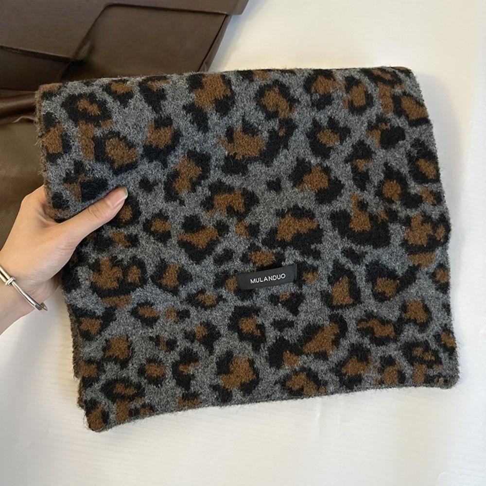 Korean Style Imitation Wool Scarf Lightweight Winter Shawl Fashion Leopard Print Scarf Unisex