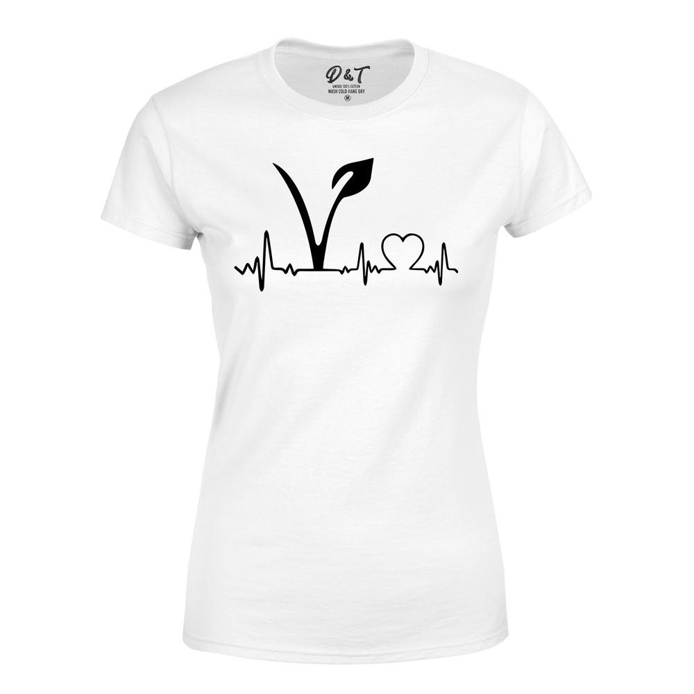 Vegan Vegetarian Unisexs T Shirt Hipster Joke Powered Slogan Lifestyle Heartbeat 2XL