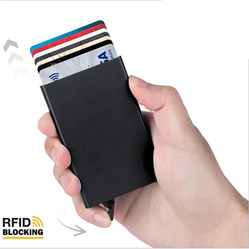 Minimalist Metal Pop Up Card Holder Wallet - Thin Slim Men's Luxury Small Purse and Card Protector Case