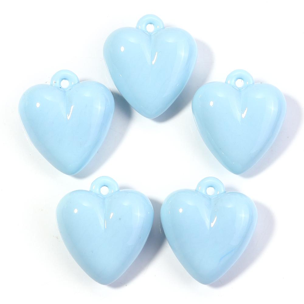 5pcs Heart Acrylic Beads 32X35mm Candy Color Baking Paint Hanging Hole Heart Loose Beads For Jewelry Making DIY Bracelet Pendant