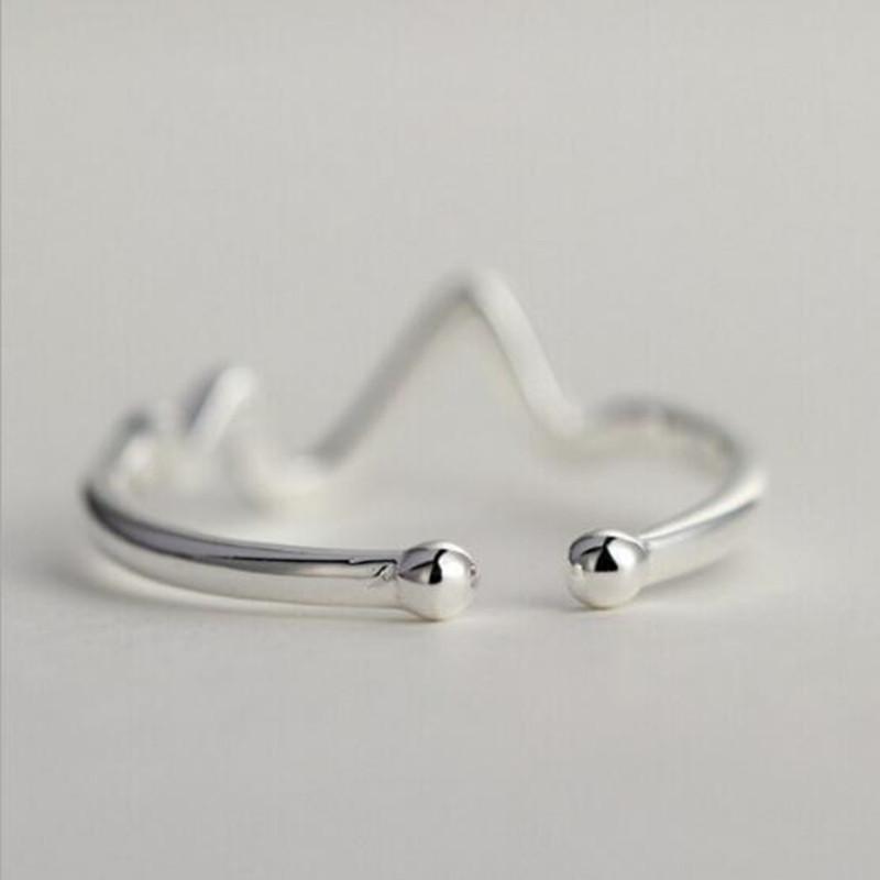 New Fashion Simple V-ring Anti-allergy Korean 925 Sterling Silver Jewelry Wave Type Temperament Opening Rings R007