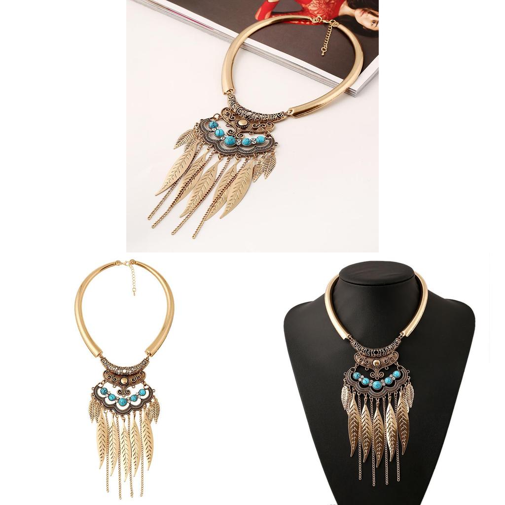 Retro Classic Gold Tassel Necklace Jewelry With Multilayer Chains For Women