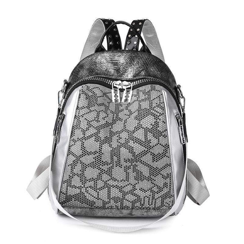 Ladies' Backpack, Multi-functional Travel Backpack, Sequined Shell Schoolbag