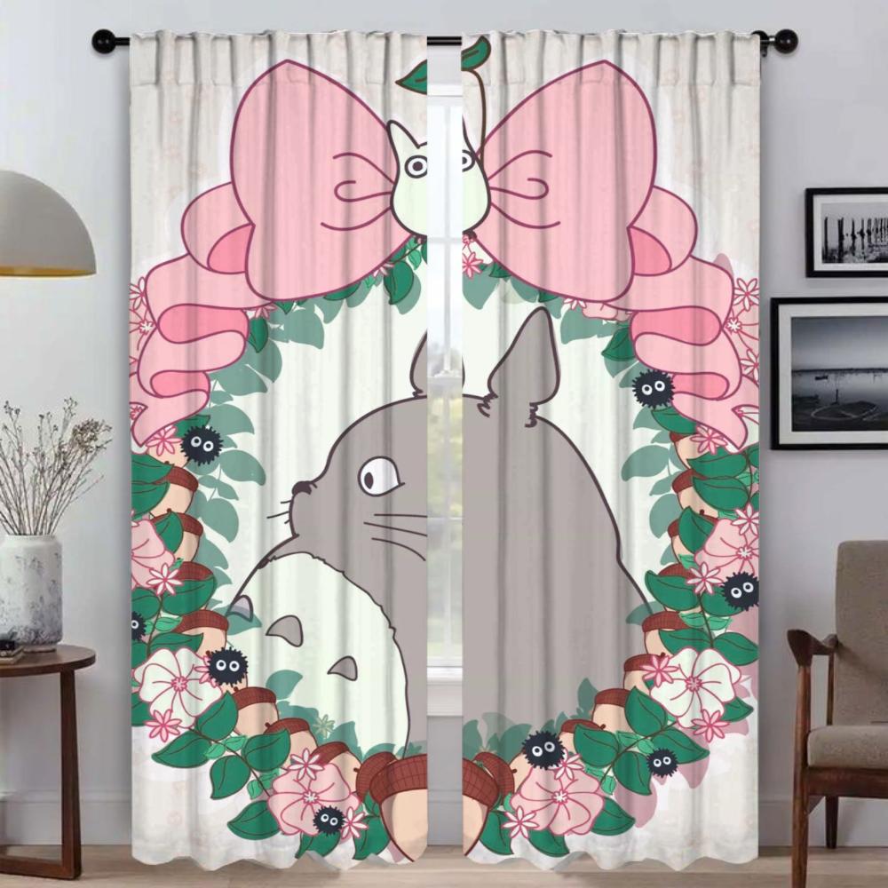 

Шторы Тоторо для комнаты 2 панели Современные шторы для гостиной 2 штуки Тюль для спальни Хэллоуин украшение Шторы для детской W50xH70cmx2pcs-CL