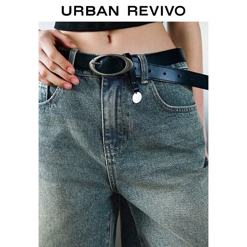 UR Women's Retro Washed Belted Denim Shorts