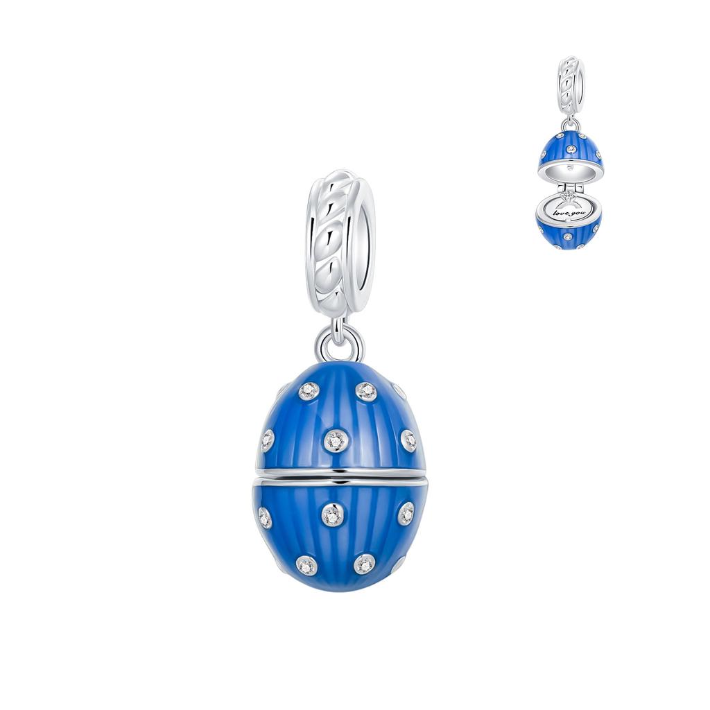 925 Silver Can Be Opened Pandant Easter Egg Charms Beads Fit Original Bracelet Making Fine Jewelry Women DIY Gift
