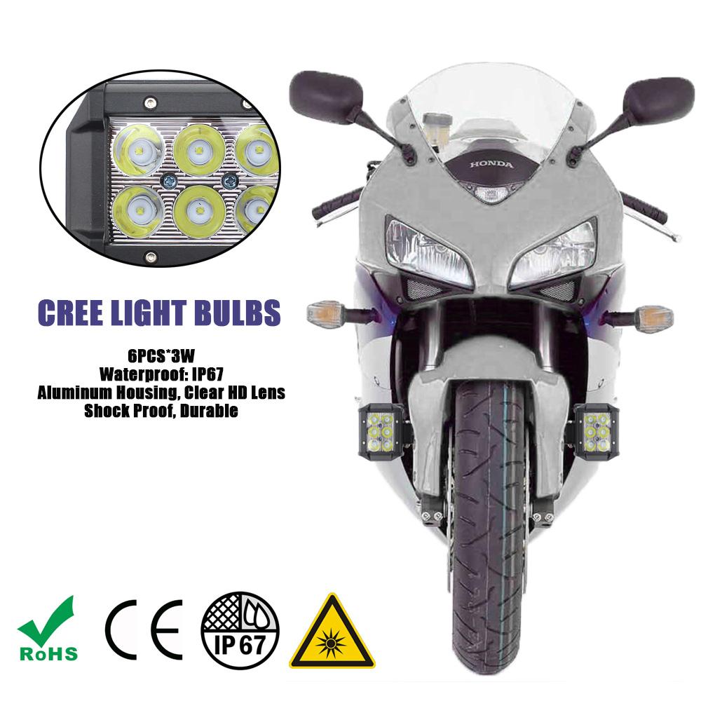 2Pcs Motorrad LED Scheinwerfer 18W IP67 Wasserdichte Arbeits Licht LED Scheinwerfer Nebel Lichter Motorrad Scheinwerfer Für Off Road moto