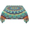 Mandala Tablecloth Square 60x60 Inch Vinyl Spring Small Table Cloths for Parties Waterproof Fabric Bohomian Tablecloths Decorative for Holiday Home