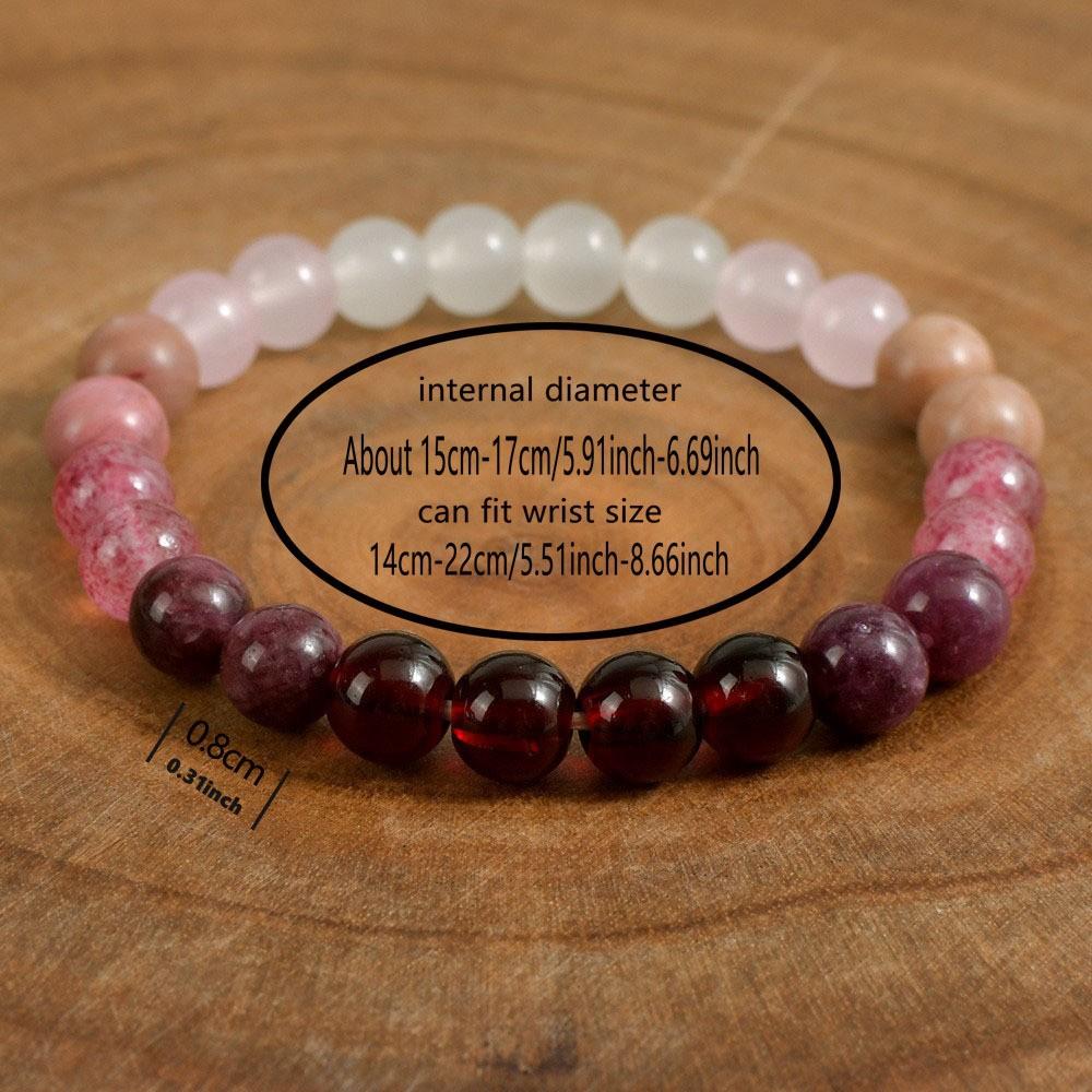 Festive Gifts Warm Pink And Red Tone Natural Stone Beaded Bracelet Fashion Jewelry For Unisex Daily Wear Stylish And Easy To Match Accessory