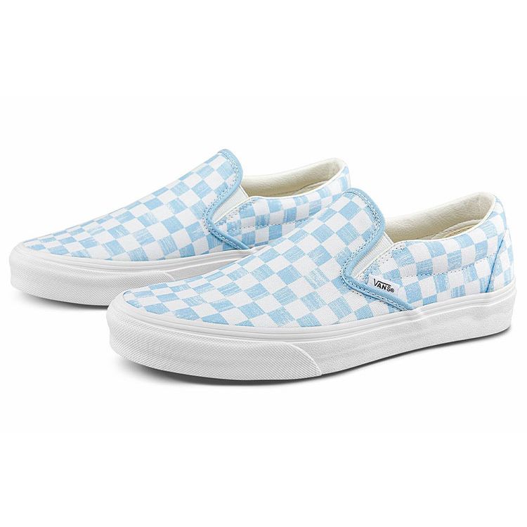 Vans Slip-On Series Casual Checkerboard Low Top Skate Shoes Unisex Sneakers Blue White VN0A7VCFYRQ