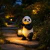 Outdoor Solar Statue Garden Light, Resin Panda Statue, Waterproof Lawn Light for Maintenance Free Patio Yard Front Porch, Automatic Dusk To